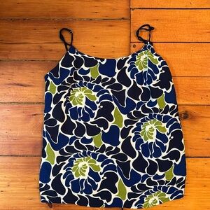 Banana Republic Vintage 2000s Y2K tank with green and blue print. Friends, boho